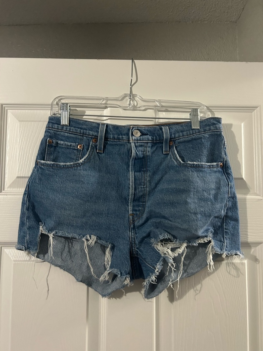 LEVI’S Women's Distressed Denim Shorts - Blue